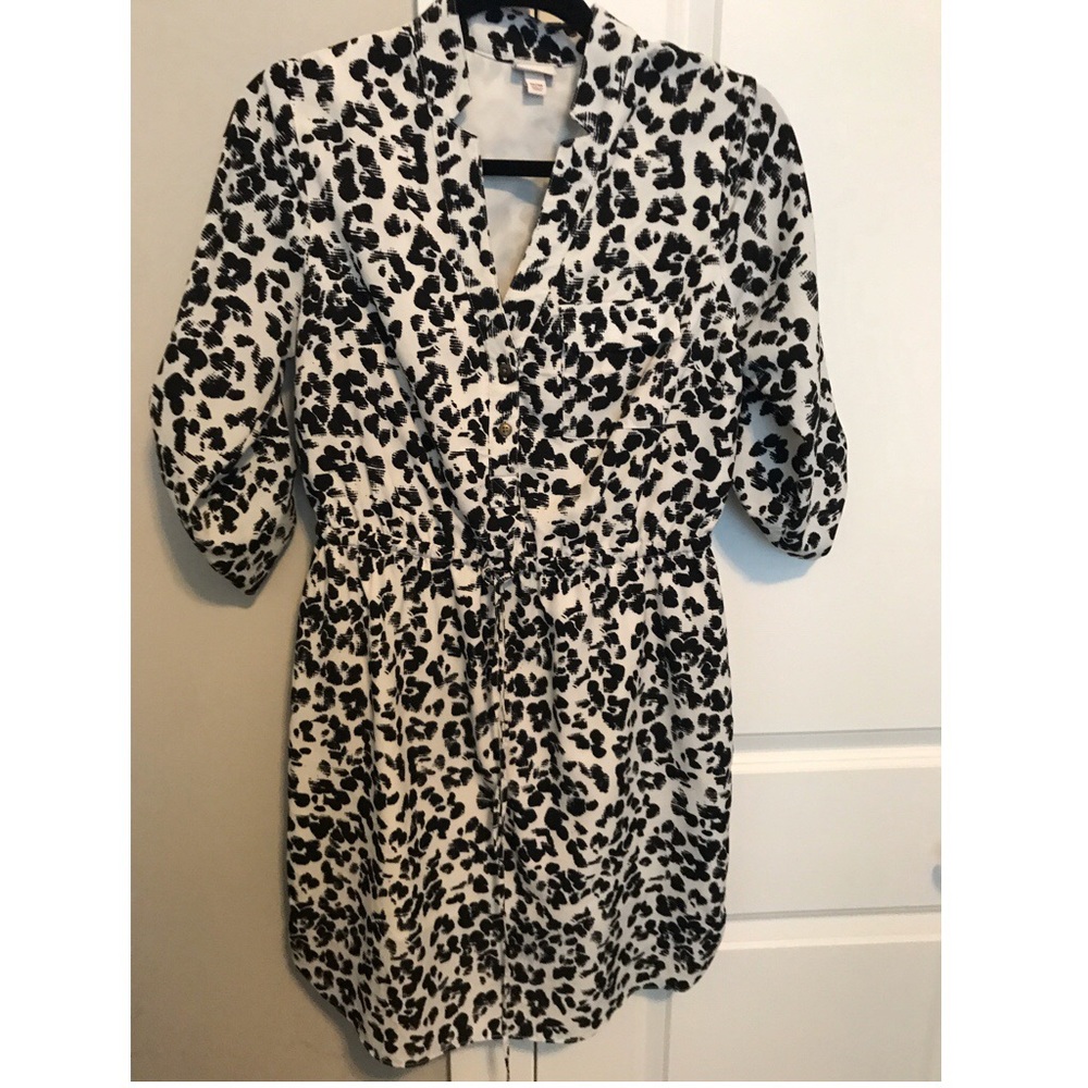 Leopard print black and white dress